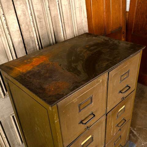 #45902 Antique Metal 6 Drawer File Cabinet image 6