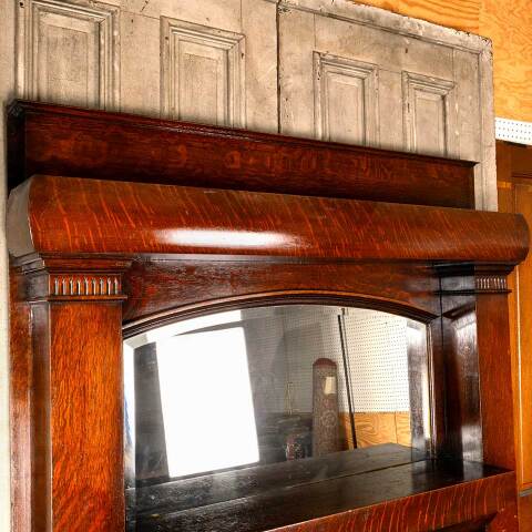 #45918 Salvaged Antique Oak Fireplace Mantel image 5
