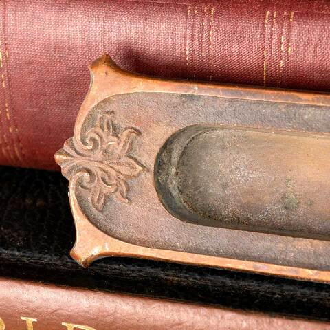 #45930 Antique Ornate Bronze Sash Window Lift image 2