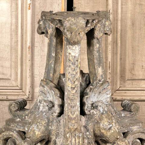 #45969 Antique Cast Metal Base with Lion Heads image 7