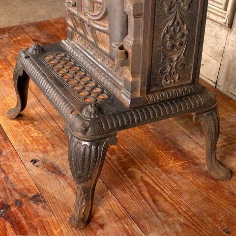 #45973 Antique Cast Iron Parlor Stove w/ Tile Cameo image 6