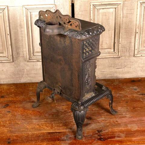 #45973 Antique Cast Iron Parlor Stove w/ Tile Cameo image 8