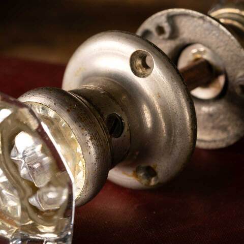 #46145 Antique Octagonal Petite Glass Doorknob Set image 5