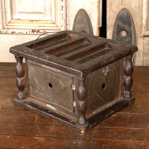 #46170 Antique Primitive Wood & Metal Foot Warmer image 2
