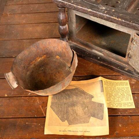 #46170 Antique Primitive Wood & Metal Foot Warmer image 4