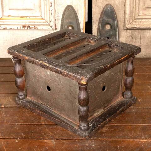 #46170 Antique Primitive Wood & Metal Foot Warmer image 6