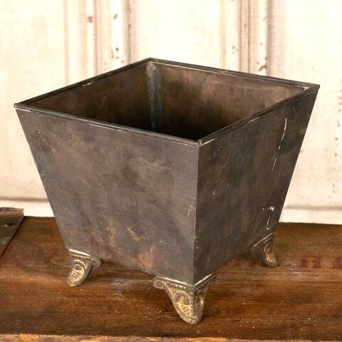 #46235 Vintage Ornate Brass Footed Planter Container image 3