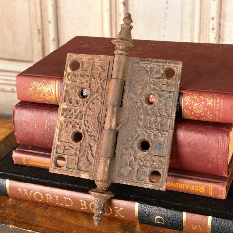 #46264 4 1/2" Antique Ornate Door Hinge Hardware image 3