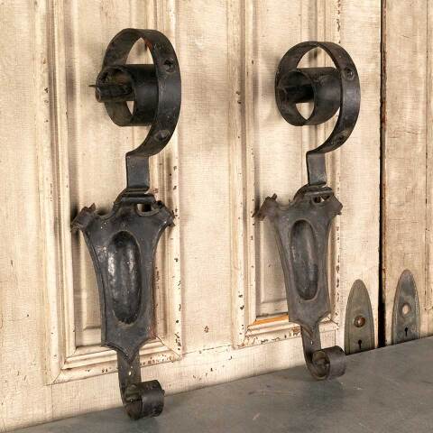 #46283 Antique Iron Tudor Fireplace Mantel Brackets image 5