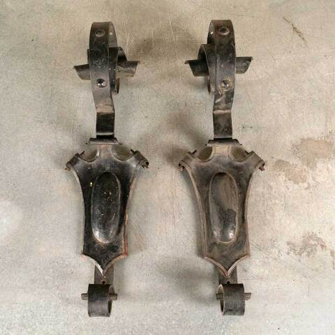 #46283 Antique Iron Tudor Fireplace Mantel Brackets image 8