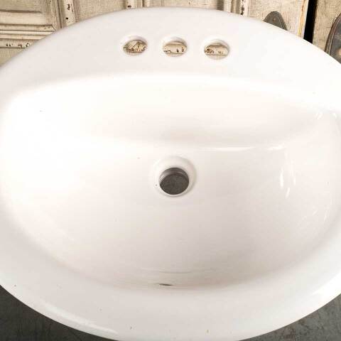 #46334 Porcelain Drop-in Bathroom Vanity Sink Bowl image 2