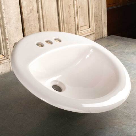 #46334 Porcelain Drop-in Bathroom Vanity Sink Bowl image 4