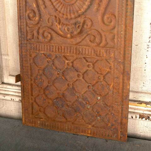 #46465 Antique Rusty Pressed Metal Fireback Panel image 4