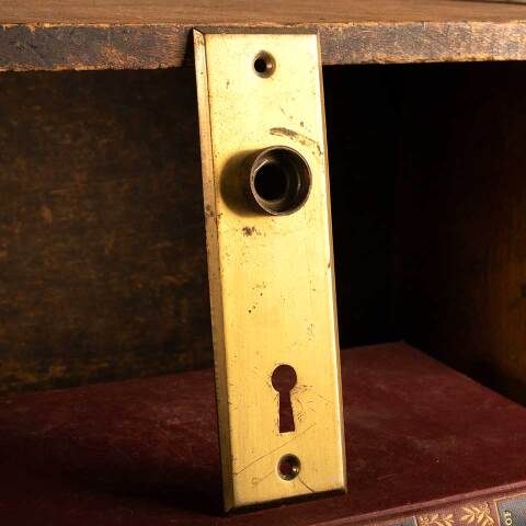 #46506 Salvaged Pressed Metal Doorknob Backplate image 3