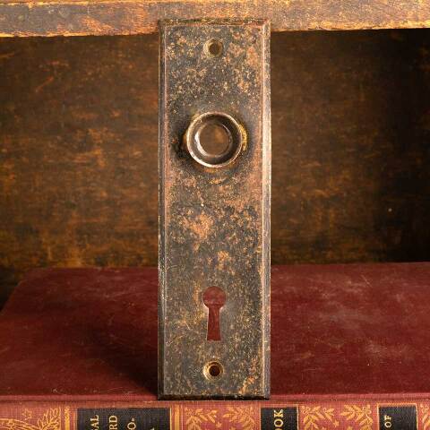 #46506 Salvaged Pressed Metal Doorknob Backplate image 6