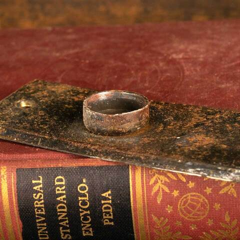 #46506 Salvaged Pressed Metal Doorknob Backplate image 7