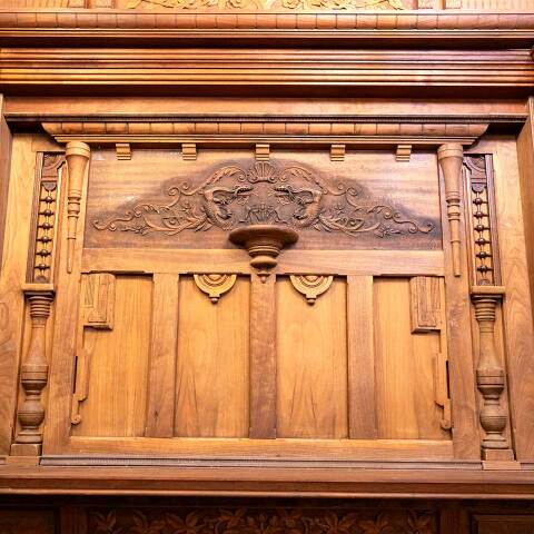 #46523 Salvaged Repurposed Wood Fireplace Mantel image 4