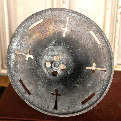 #46543 Vintage Metal Incense Burner Lid with Cross image 6
