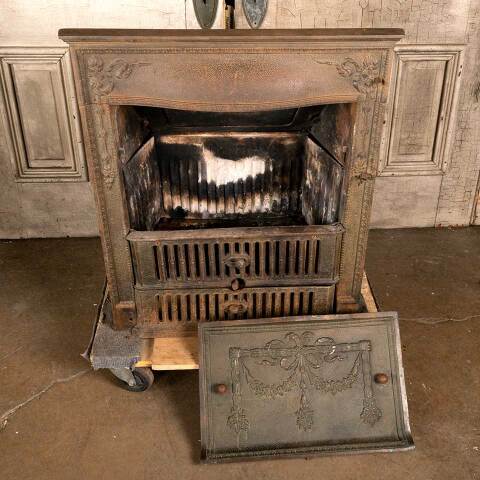 #46575 Antique Cast Iron Fireplace Insert & Surround image 6