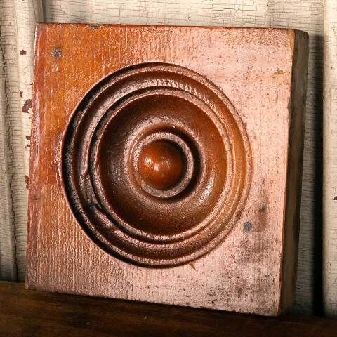 #46773 Salvaged Antique Pine Rosette Trim Block image 2