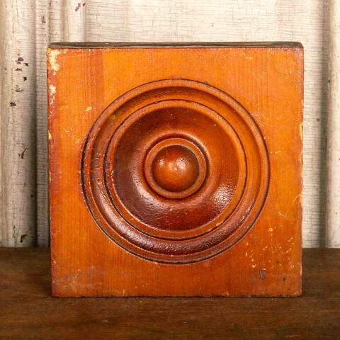 #46773 Salvaged Antique Pine Rosette Trim Block image 4
