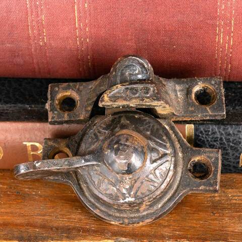 #46779 Antique Ornate Cast Iron Window Sash Lock image 6