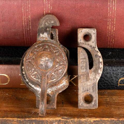 #46779 Antique Ornate Cast Iron Window Sash Lock image 7