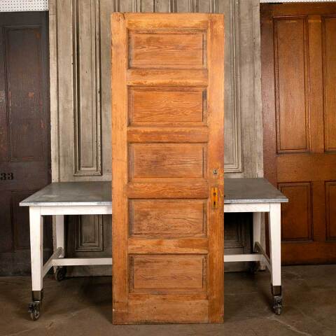 #46863 30x83 Antique 5 Panel Pine Interior Door image 4