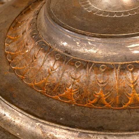 #46999 Round Antique Cast Brass Floor Lamp Base image 6