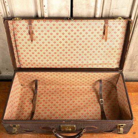 #47156 Antique Leather Travel Suitcase image 3