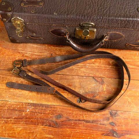 #47156 Antique Leather Travel Suitcase image 4