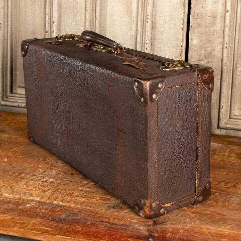 #47156 Antique Leather Travel Suitcase image 5