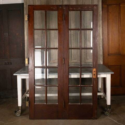 #47188 49x81 Antique Oak 10 Lite French Doors image 2