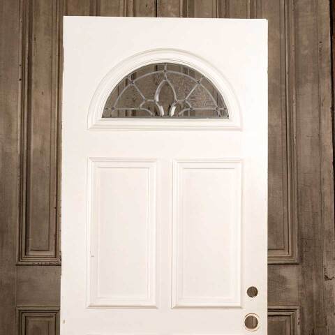 #47227 32x79 Antique Oak Leaded Glass Entry Door image 6