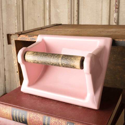 #47266 Vintage Pink Ceramic Toilet Paper Holder image 2