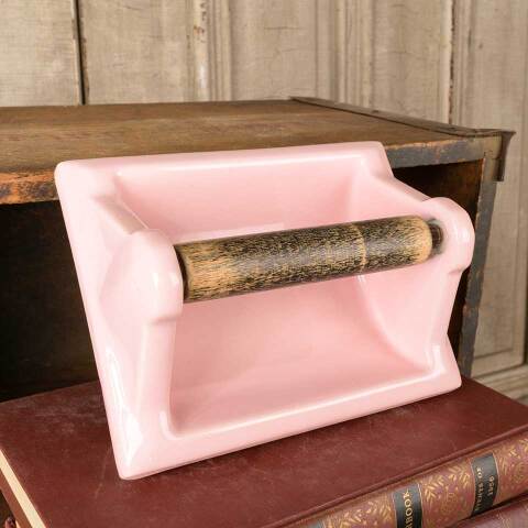 #47266 Vintage Pink Ceramic Toilet Paper Holder image 3