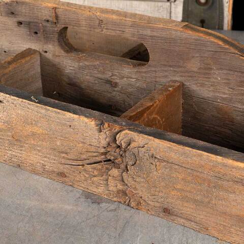 #47273 Antique Primitive Wood Tool Caddy Tote Box image 2