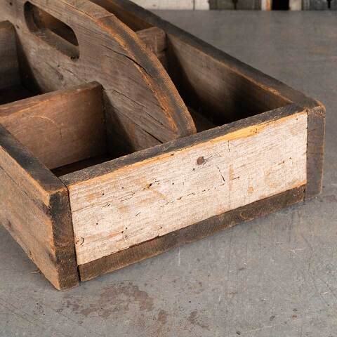 #47273 Antique Primitive Wood Tool Caddy Tote Box image 4