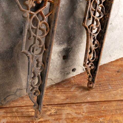 #47348 Antique Ornate Cast Iron Shelf Brackets Pair image 6