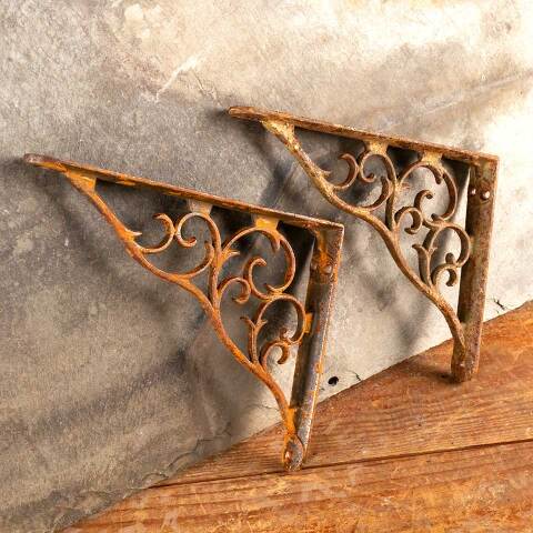 #47350 Antique Ornate Cast Iron Shelf Brackets image 6