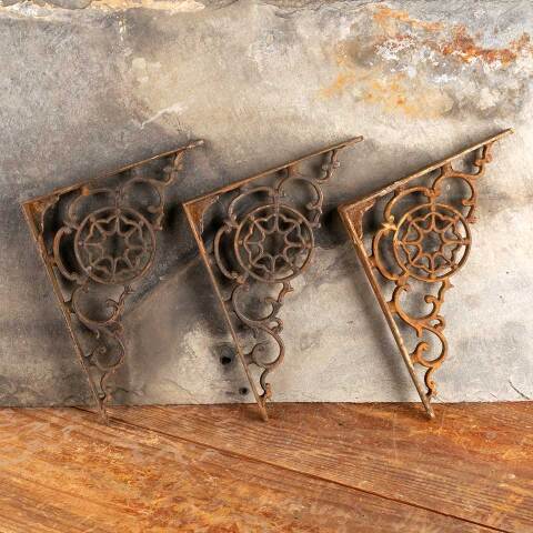 #47375 Antique Ornate Cast Iron Shelf Bracket Set image 3