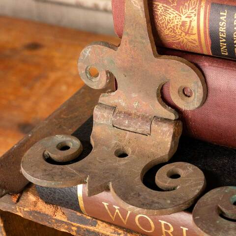 #47422 Antique Bronze Ornate Strap Hinges image 6