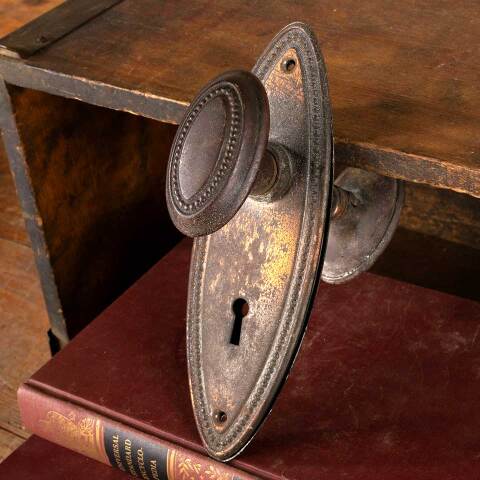 #47460 Antique Oval Beaded Door Hardware Set image 2