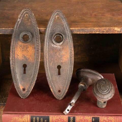 #47460 Antique Oval Beaded Door Hardware Set image 7