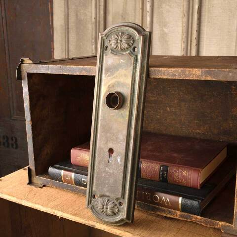 #47462 Antique Brass Entry Door Backplate Hardware image 2