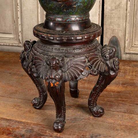 #47506 Antique Champleve Bronze & Enamel Vase image 4