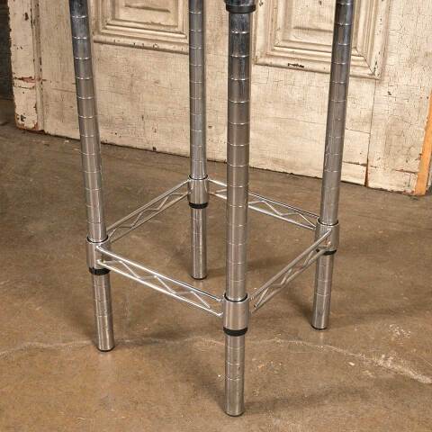 #47687 Wood & Stainless Stool or End Table image 2