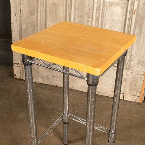 #47687 Wood & Stainless Stool or End Table image 3