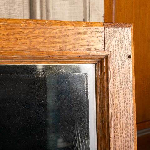 #47709 Antique Oak Framed Beveled Glass Mirror image 2