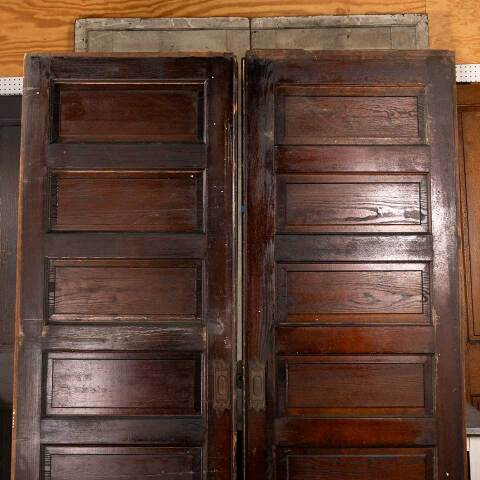 #47786 65x90 Antique 6 Panel Pine Pocket Doors image 2